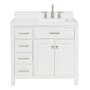 Ariel Bristol 36" Free Standing Single Basin Vanity Set with Cabinet, Quartz Vanity Top, and Rectangular Sink White