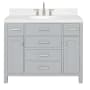 Ariel Bristol 42" Free Standing Single Basin Vanity Set with Cabinet, Quartz Vanity Top, and Oval Sink Grey