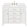 Ariel Bristol 42" Free Standing Single Basin Vanity Set with Cabinet, Quartz Vanity Top, and Oval Sink White