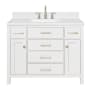 Ariel Bristol 42" Free Standing Single Basin Vanity Set with Cabinet, Quartz Vanity Top, and Rectangular Sink White