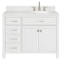 Ariel Bristol 42" Free Standing Single Basin Vanity Set with Cabinet, Quartz Vanity Top, and Oval Sink White
