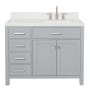 Ariel Bristol 42" Free Standing Single Basin Vanity Set with Cabinet, Quartz Vanity Top, and Rectangular Sink Grey