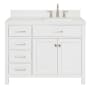 Ariel Bristol 42" Free Standing Single Basin Vanity Set with Cabinet, Quartz Vanity Top, and Rectangular Sink White