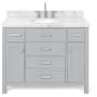 Ariel Bristol 43" Free Standing Single Oval Basin Vanity Set with Cabinet and 1-1/2" Thick Carrara Marble Vanity Top Grey
