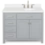 Ariel Bristol 42" Thick Quartz Vanity Top Grey