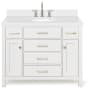 Ariel Bristol 43" Free Standing Single Oval Basin Vanity Set with Cabinet and 1-1/2" Thick Quartz Vanity Top White