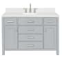 Ariel Bristol 48" Free Standing Single Basin Vanity Set with Cabinet, Quartz Vanity Top, and Oval Sink Grey