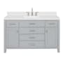 Ariel Bristol 54" Free Standing Single Basin Vanity Set with Cabinet, Quartz Vanity Top, and Rectangular Sink Grey
