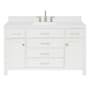 Ariel Bristol 54" Free Standing Single Basin Vanity Set with Cabinet, Quartz Vanity Top, and Rectangular Sink White