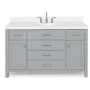 Ariel Bristol 55" Free Standing Single Oval Basin Vanity Set with Cabinet and 1-1/2" Thick Quartz Vanity Top Grey