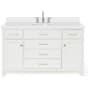 Ariel Bristol 55" Free Standing Single Oval Basin Vanity Set with Cabinet and 1-1/2" Thick Quartz Vanity Top White