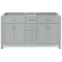 Ariel Bristol 60" Double Free Standing Vanity Cabinet Only - Less Vanity Top Grey