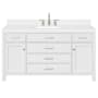Ariel Bristol 60" Free Standing Single Basin Vanity Set with Cabinet, Quartz Vanity Top, and Rectangular Sink White