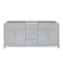 Ariel Bristol 72" Double Free Standing Vanity Cabinet Only - Less Vanity Top Grey