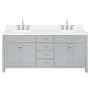 Ariel Bristol 72" Free Standing Double Basin Vanity Set with Cabinet, Quartz Vanity Top, and Oval Sink Grey