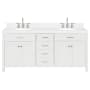 Ariel Bristol 72" Free Standing Double Basin Vanity Set with Cabinet, Quartz Vanity Top, and Oval Sink White