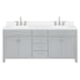 Ariel Bristol 72" Free Standing Double Basin Vanity Set with Cabinet, Quartz Vanity Top, and Rectangular Sink Grey
