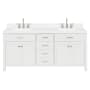Ariel Bristol 72" Free Standing Double Basin Vanity Set with Cabinet, Quartz Vanity Top, and Rectangular Sink White