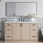 Ariel Kelly 61" Free Standing Single Basin Vanity Set with Cabinet and Quartz Vanity Top White Oak