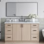Ariel Kelly 60" Free Standing Single Basin Vanity Set with Cabinet and Quartz Vanity Top White Oak