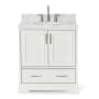 Ariel Stafford 30" Free Standing Single Basin Vanity Set with Cabinet and Marble Vanity Top White