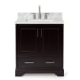 Ariel Stafford 30" Free Standing Single Basin Vanity Set with Cabinet and Marble Vanity Top Espresso