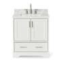 Ariel Stafford 30" Free Standing Single Basin Vanity Set with Cabinet and Marble Vanity Top White