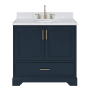 Ariel Stafford 36" Free Standing Single Basin Vanity Set with Cabinet and Marble Vanity Top Midnight Blue
