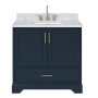 Ariel Stafford 37" Free Standing Single Basin Vanity Set with Cabinet and Marble Vanity Top Midnight Blue