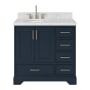 Ariel Stafford 36" Free Standing Single Basin Vanity Set with Cabinet and Marble Vanity Top Midnight Blue