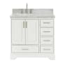 Ariel Stafford 36" Free Standing Single Basin Vanity Set with Cabinet and Marble Vanity Top White