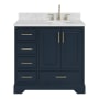 Ariel Stafford 37" Free Standing Single Basin Vanity Set with Cabinet and Marble Vanity Top Midnight Blue