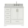 Ariel Stafford 37" Free Standing Single Basin Vanity Set with Cabinet and Marble Vanity Top White