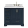 Ariel Stafford 36" Free Standing Single Basin Vanity Set with Cabinet and Marble Vanity Top Midnight Blue