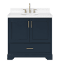 Ariel Stafford 36" Free Standing Single Basin Vanity Set with Cabinet and Quartz Vanity Top Midnight Blue