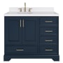 Ariel Stafford 42" Free Standing Single Basin Vanity Set with Cabinet, Quartz Vanity Top, and Oval Sink Midnight Blue