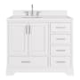 Ariel Stafford 42" Free Standing Single Basin Vanity Set with Cabinet, Quartz Vanity Top, and Oval Sink White