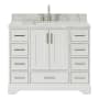 Ariel Stafford 43" Free Standing Single Basin Vanity Set with Cabinet and Marble Vanity Top White
