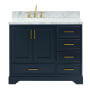 Ariel Stafford 43" Free Standing Single Basin Vanity Set with Cabinet and Marble Vanity Top Midnight Blue