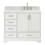 Ariel Stafford 43" Free Standing Single Basin Vanity Set with Cabinet and Marble Vanity Top White