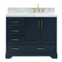 Ariel Stafford 42" Free Standing Single Basin Vanity Set with Cabinet and Marble Vanity Top Midnight Blue