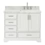 Ariel Stafford 42" Free Standing Single Basin Vanity Set with Cabinet and Marble Vanity Top White