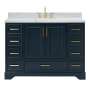 Ariel Stafford 49" Free Standing Single Basin Vanity Set with Cabinet and Marble Vanity Top Midnight Blue