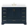 Ariel Stafford 49" Free Standing Single Basin Vanity Set with Cabinet and Quartz Vanity Top Midnight Blue