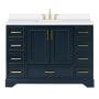 Ariel Stafford 49" Free Standing Single Basin Vanity Set with Cabinet and Quartz Vanity Top Midnight Blue