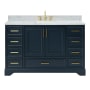 Ariel Stafford 54" Free Standing Single Basin Vanity Set with Cabinet and Marble Vanity Top Midnight Blue