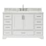 Ariel Stafford 54" Free Standing Single Basin Vanity Set with Cabinet and Marble Vanity Top White