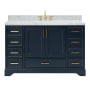 Ariel Stafford 54" Free Standing Single Basin Vanity Set with Cabinet and Marble Vanity Top Midnight Blue