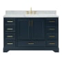 Ariel Stafford 55" Free Standing Single Basin Vanity Set with Cabinet and Marble Vanity Top Midnight Blue