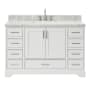 Ariel Stafford 55" Free Standing Single Basin Vanity Set with Cabinet and Marble Vanity Top White